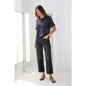 AYR The Easy Easy Jean Rebel Rebel Size 29 Black Cropped Distressed Denim